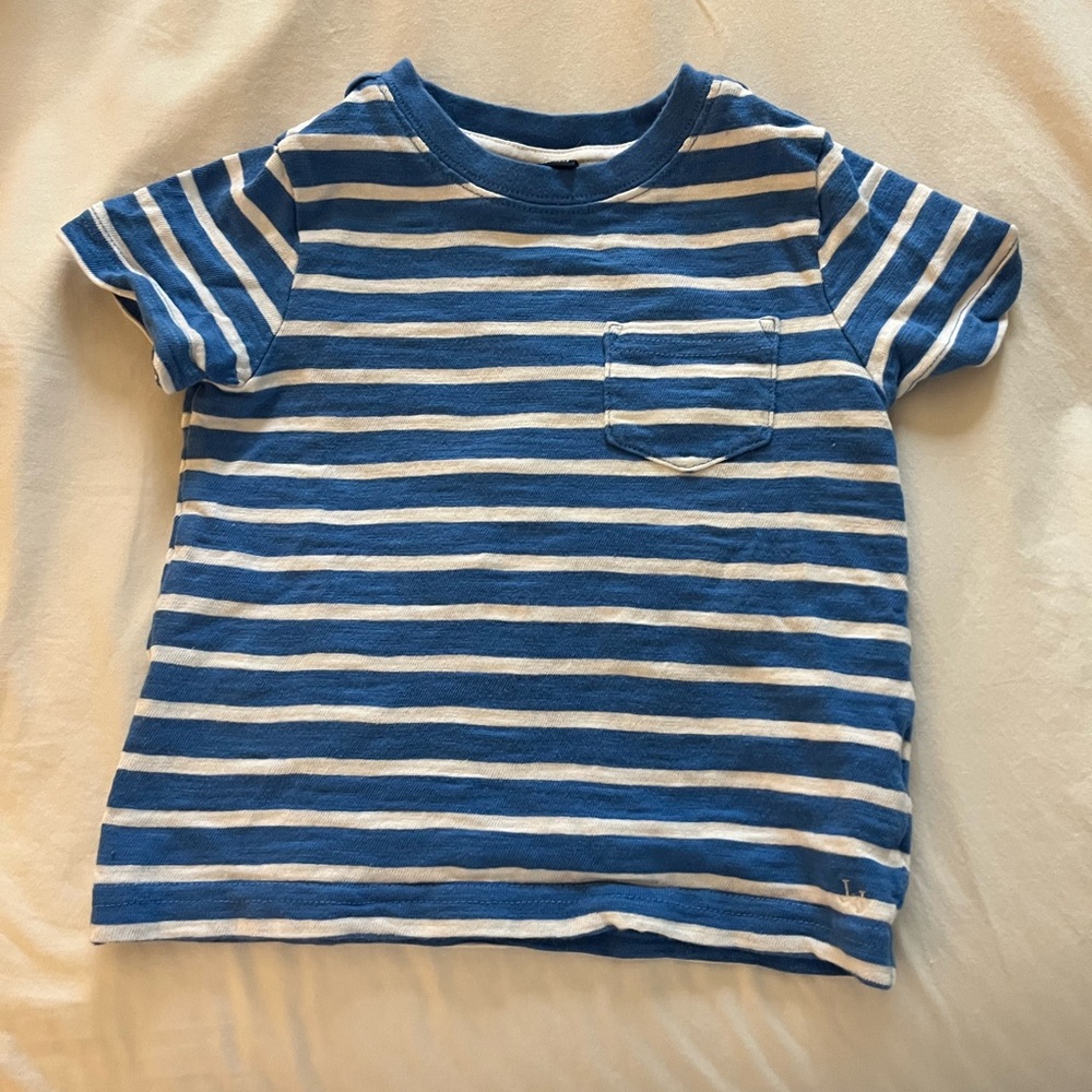 Janie and Jack Blue & White Striped Kids' Pocket Tee